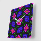 Schönes rosa Blume Muster Quadratische Wanduhr (Winkel)