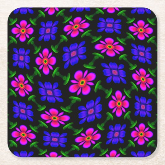 Schönes rosa Blume Muster Rechteckiger Pappuntersetzer (Vorderseite)