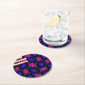 Schönes rosa Blume Muster Runder Pappuntersetzer (Vor Ort)