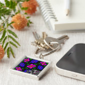 Schönes rosa Blume Muster Schlüsselanhänger (Seite)