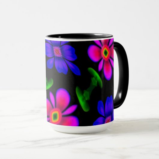 Schönes rosa Blume Muster Tasse (VorderseiteRechts)