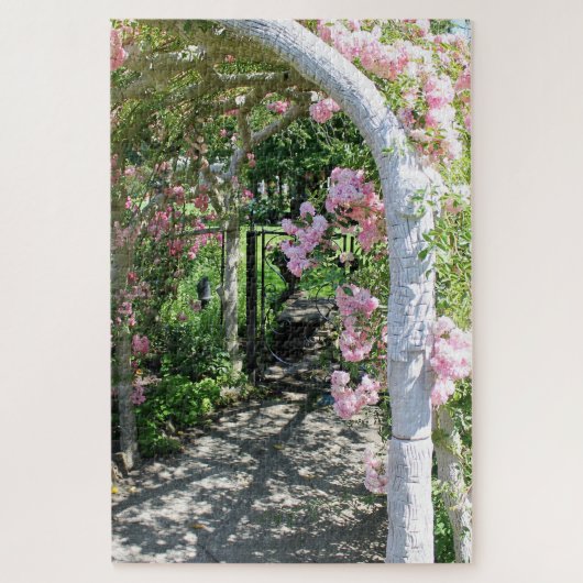 Schönes rosa Blumen-Bogen-Puzzlespiel Puzzle (Vertikal)