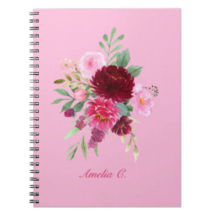 Schönes rosa Blumen-Notizbuch für Mädchen Notizblock