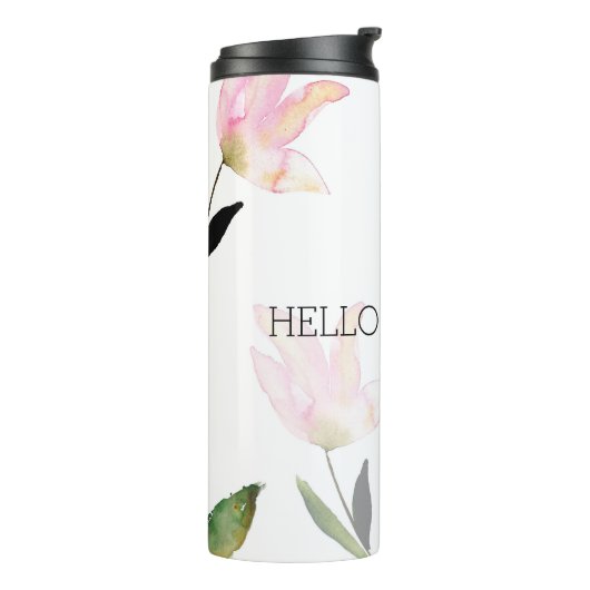 Schönes rosa Blumen Thermosbecher (Nach links gedreht)