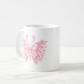 Schönes rosa Blütenschmetterling Kaffeetasse (Vorderseite Links)