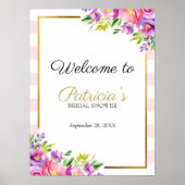 Schönes rosa Brautparty Begrüßungszeichen Poster (Vorne)