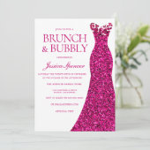 Schönes rosa Brautparty Brunch & Bubbly Einladung (Stehend Vorderseite)