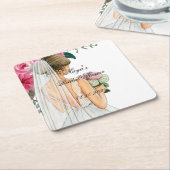 schönes rosa Brautparty Rechteckiger Pappuntersetzer (angewinkelt)