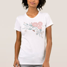 Schönes rosa Creme blaues Muster T-Shirt