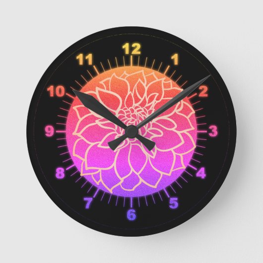 Schönes rosa Dahlia   Runde Wanduhr (Vorderseite)