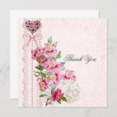 Schönes Rosa Danke Karte (Vorne/Hinten)