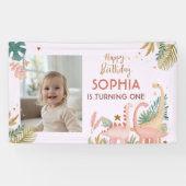 Schönes rosa Dino Banner (Horizontal)
