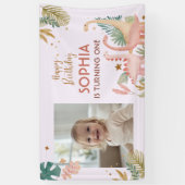 Schönes rosa Dino Banner (Vertikal)