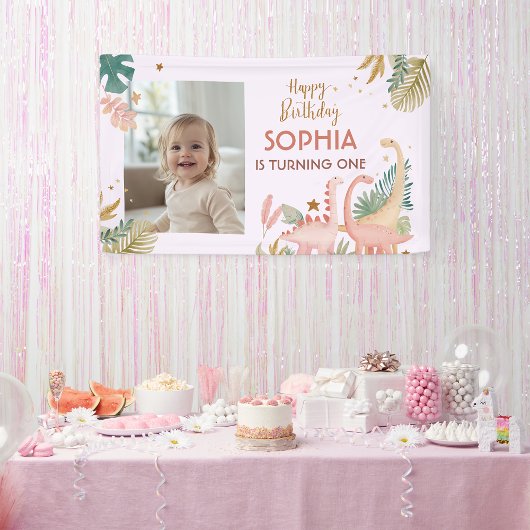 Schönes rosa Dino Banner