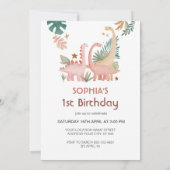 Schönes rosa Dino Einladung (Rückseite)