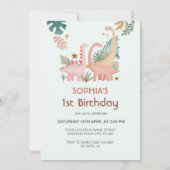 Schönes rosa Dino Einladung (Rückseite)