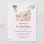 Schönes rosa Dino Einladung (Rückseite)