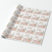 Schönes rosa Dino Geschenkpapier (Ungerollt)