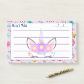 Schönes rosa Einhorn niedlicher Hintergrund 10" x Post-it Klebezettel (Auf Schreibtisch)