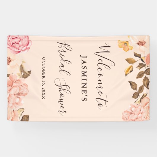 Schönes Rosa Englische Rose Brautparty Banner (Horizontal)