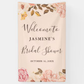 Schönes Rosa Englische Rose Brautparty Banner (Vertikal)