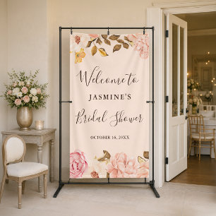 Schönes Rosa Englische Rose Brautparty Banner