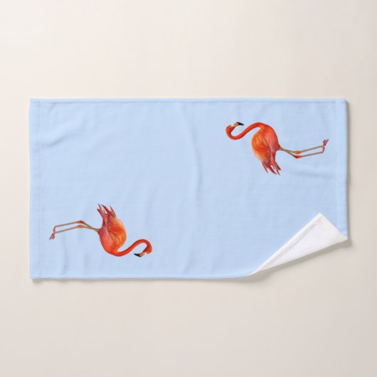 Schönes rosa Flamingo auf Light Blue Badhandtuch Set (Handtuch)