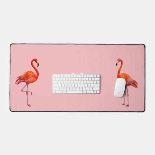 Schönes rosa Flamingos & Monogram auf dem Lichtkor Schreibtischunterlage (Tastatur & Maus)