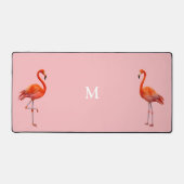 Schönes rosa Flamingos & Monogram auf dem Lichtkor Schreibtischunterlage (Vorderseite)