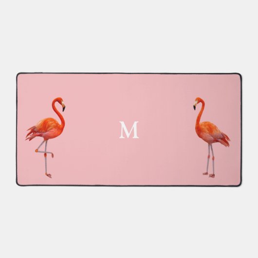Schönes rosa Flamingos & Monogram auf dem Lichtkor Schreibtischunterlage (Vorderseite)