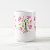 Schönes rosa, florale Art Painted Look Kaffeetasse (Mittel)