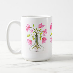 Schönes rosa, florale Art Painted Look Kaffeetasse