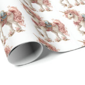 Schönes Rosa Gold Weißes Einhorn Geschenkpapier (Rolleneckpunkt)