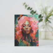 Schönes rosa Haar Postkarte (Stehend Vorderseite)