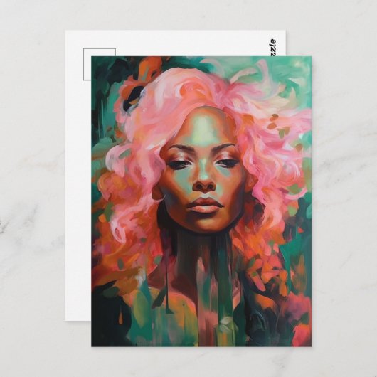 Schönes rosa Haar Postkarte (Vorne/Hinten)