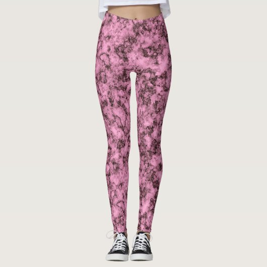 Schönes rosa, helles Marmor dunkle Adern Leggings (Vorderseite)