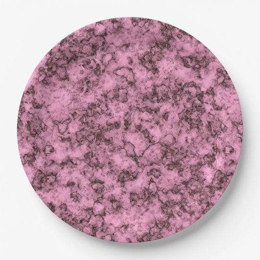 Schönes rosa, helles Marmor dunkle Adern Pappteller (Vorderseite)