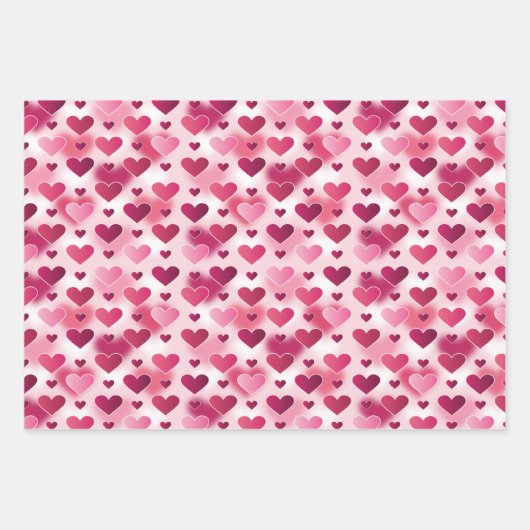 Schönes rosa Herzmuster - Valentinstag Geschenkpapier Set (Vorderseite)