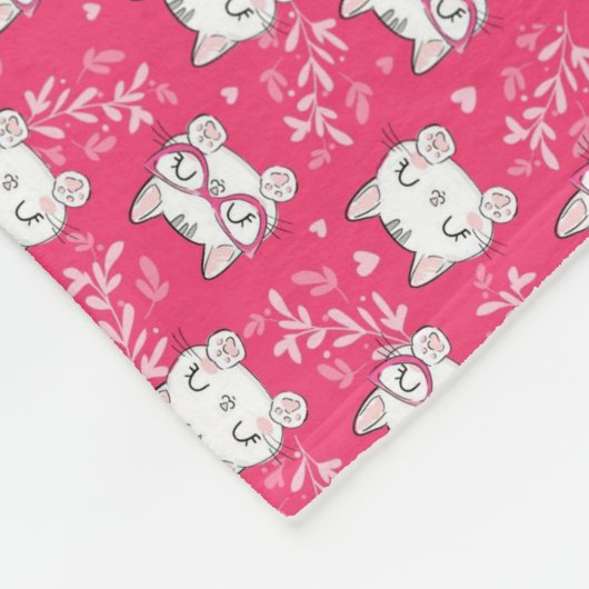 Schönes rosa Katzenmuster Fleece Blanket für Kinde (Ecke)