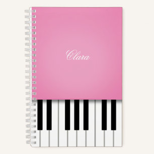 Schönes rosa Klaviermusik-Tastatur personalisiert Notizblock