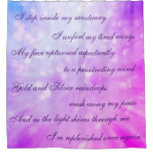 Schönes rosa/Lila Reinigungs-Mantra-Design Duschvorhang (Vorderseite)