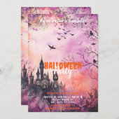 Schönes rosa Lila Spuk Halloween-Party Einladung (Vorne/Hinten)