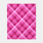 Schönes rosa Magenta Kariertes mittelbraunes Vlies Fleecedecke (Vorderseite)