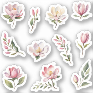 Schönes Rosa Magnolia Blume Pack Aufkleber