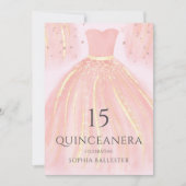 Schönes Rosa Meerjungfrau Kleid Quinceanera Einladung (Vorderseite)