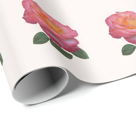 Schönes rosa Muster auf Lichtkorallen Geschenkpapier (Rolleneckpunkt)