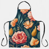 Schönes rosa, orangefarbenes und rotes Blume-Muste Schürze (Vorderseite)