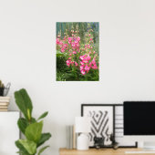 Schönes rosa Penstemon Blumengarten Poster (Heimbüro)