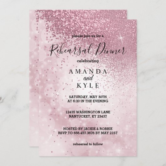 Schönes rosa Probe Dinner - Einladung (Vorne/Hinten)