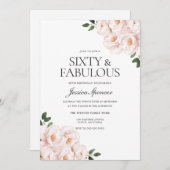 Schönes Rosa Rosa Elegant 60. Geburtstag Einladung (Vorne/Hinten)